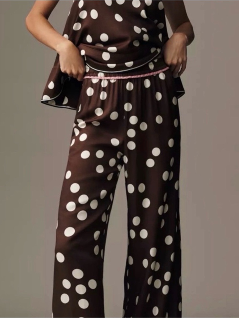 Women’s Brown Polka Dot Wide- legs Pants - White Dot Print by Maeve